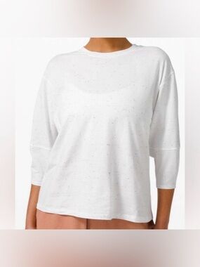 Lululemon Athletica White 3/4 Sleeve Top Blouse Shirt
